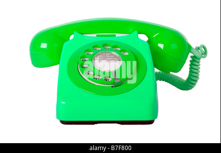 Traditional style 1970's 746 british telecom telephone on a pure white background. Stock Photo