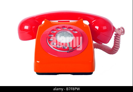 Traditional style 1970's 746 british telecom telephone on a pure white background. Stock Photo