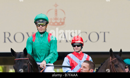 Two jockeys at Royal Ascot 2008, England UK Stock Photo