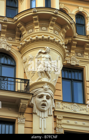 Art Nouveau facade of house at Alberta Street in Riga Latvia Stock Photo