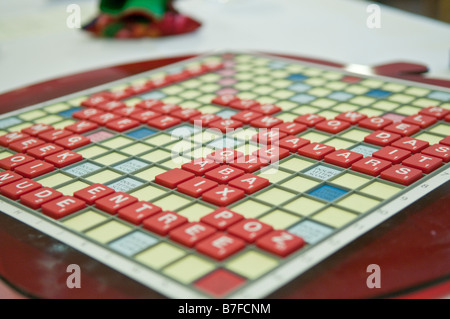 Scrabble board at end of game at Northern Ireland Scrabble championship Stock Photo