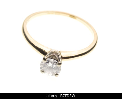 vintage diamond engagement ring isolated on white Stock Photo