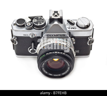 Olympus OM2n single lens reflex 35mm camera with 50mm f1 8 Zuiko lens Stock Photo