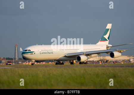 Cathay Pacific Airways Airbus A340-313X at London Heathrow airport. Stock Photo