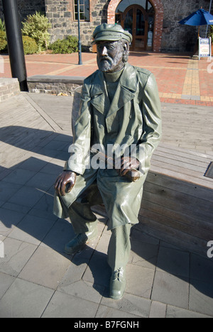 Captain Henry Cain statue, The Old Landing Service Building, George Street, Timaru, Canterbury, New Zealand Stock Photo