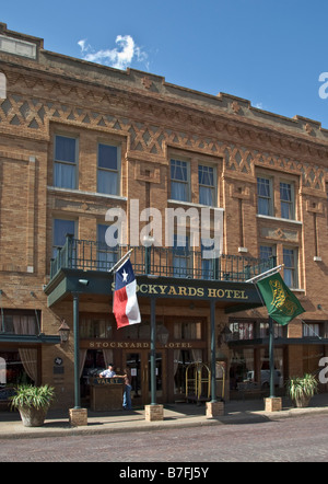 Texas Fort Worth Stockyards National Historic District Exchange Avenue historic Stockyards Hotel Stock Photo