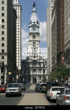 City Hall with William Penn Statue, Philadelphia, Pennsylvania, USA Stock Photo