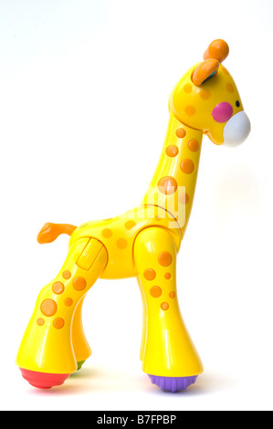 Childs Yellow Toy Giraffe Childrens Plastic Toys Stock Photo