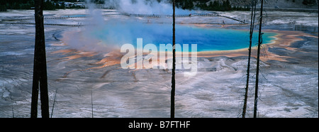 Aerial view of Grand Prismatic Springs Yellowstone National Park Wyoming USA Stock Photo
