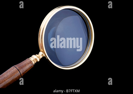 object on black tool magnifying glass Stock Photo