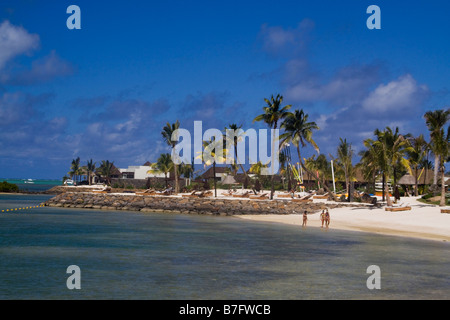 Private beach of Luxery Hotel Four Seasons in Ananhita Mauritius Africa Stock Photo