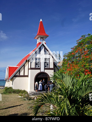 Wedding in Eglise de Cap Malheureux Mauritius Africa Stock Photo