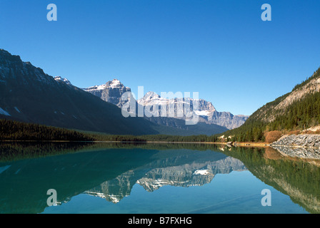 Banff National Park, Canadian Rockies Alberta Canada, Waterfowl Lake, Waputik Mountain Range, Rocky Mountains, Icefields Parkway Stock Photo
