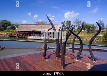 Luxery Hotel Four Seasons in Ananhita Art Object Lagoon Mauritius Africa Stock Photo