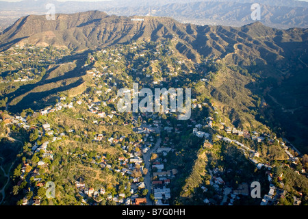 Famous Beachwood Canyon Aerial Hollywood Hills California USA Stock Photo