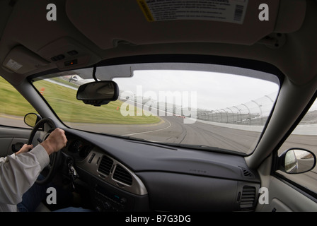 View from inside a pace car at the Michigan International Speedway. Stock Photo