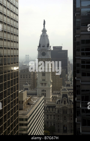 City Hall with William Penn Statue, Philadelphia, Pennsylvania, USA Stock Photo