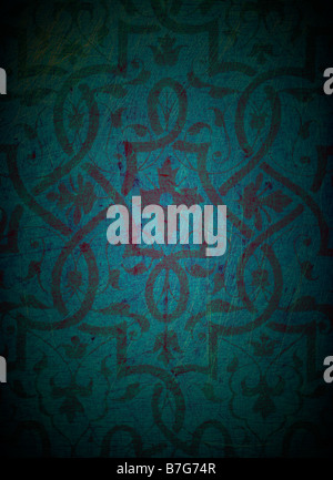 An ornate design on grungy wood Stock Photo