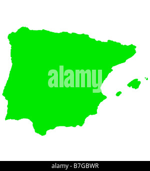 Outline map of Spain and Balearic islands isolated on white background Stock Photo