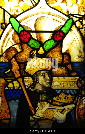 Stained Glass Window at Kings College Chapel, Cambridge University Stock Photo