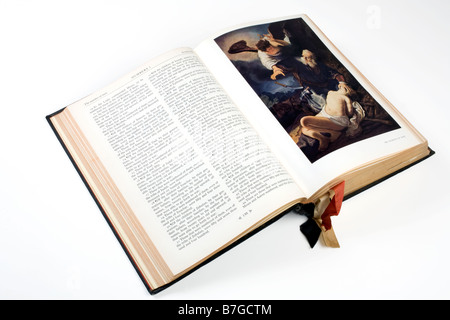 King James Version of the Bible open at Chapter one of the Book of Moses called The Numbers Stock Photo