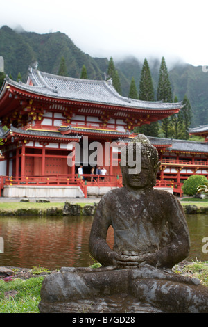 Byodo-In Temple in the Valley of Temples at Kaneohe, Oahu, Hawaii, USA Stock Photo