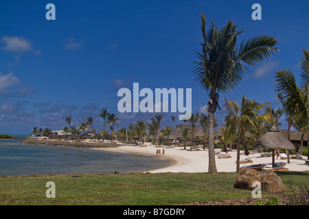 Private beach of Luxery Hotel Four Seasons in Ananhita Mauritius Africa Stock Photo