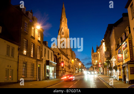 Dorchester high street at dusk. Dorset, uk. Stock Photo