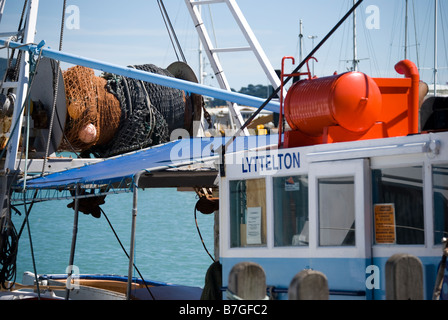 Commercial fishing boat, Lyttelton Harbour, Lyttelton, Banks Peninsula, Canterbury, New Zealand Stock Photo