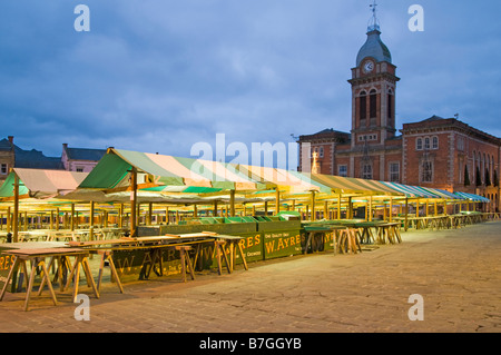 Chesterfield market square at night during Christmas Chesterfield Derbyshire England UK Stock Photo