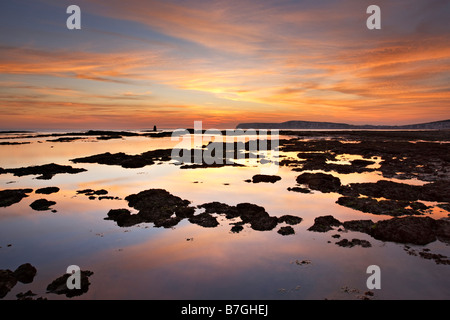 Sunset over Compton Bay, Isle of Wight Stock Photo