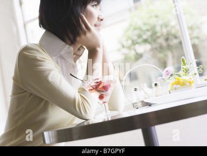 Girl at cafe Stock Photo