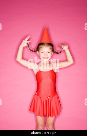 Asian girl in hat and ballet costume Stock Photo