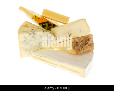 Selection Of Popular Dessert Cheeses Isolated Against A White Background With A Clipping Path and No People Stock Photo