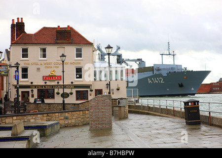 German Navy Warship Support Vessel A1412 FGS Frankfurt Am Main seen visiting Portsmouth in January 2009 Stock Photo