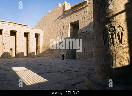 Luxor, Egypt, North Africa. Medinat Habu complex, Temple of Rameses III Stock Photo