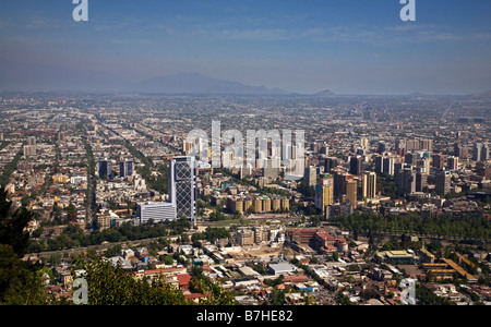 View over Santiago from Cerro San Cristobal, Chile Stock Photo