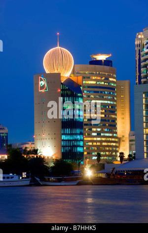 Buildings on Dubai Creek United Arab Emirates Stock Photo