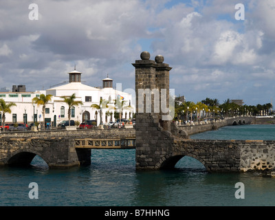 The Town Hall and the Puente de Bolas bridge at Arrecife capital of the Canary Island of Lanzarote Stock Photo