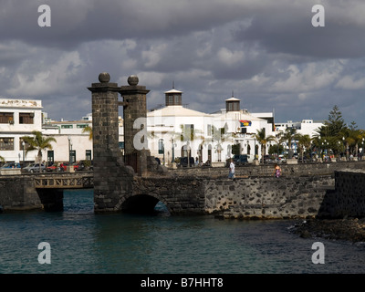 The Town Hall and the Puente de Bolas bridge at Arrecife capital of the Canary Island of Lanzarote Stock Photo