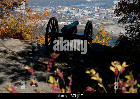 Cannon overlooking Chattanooga at Point Park Chickamauga Chattanooga National Military Park Lookout Mountain Tennessee Stock Photo
