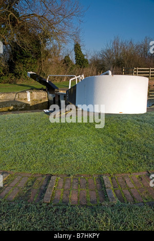 The firs of the locks of the Caen Hill flight on the Kennet and Avon canal near Devizes in Wiltshire England Stock Photo