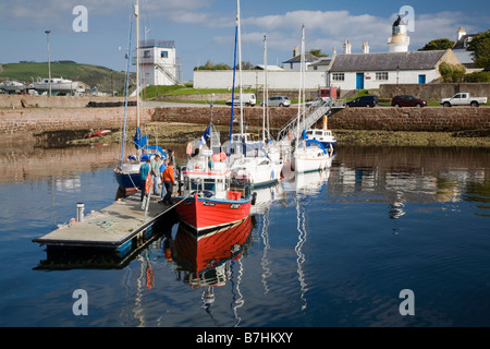 Yachts moored in Cromarty harbour on the Black Isle Scotland Stock Photo