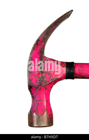 used pink claw hammer - hand tool Stock Photo