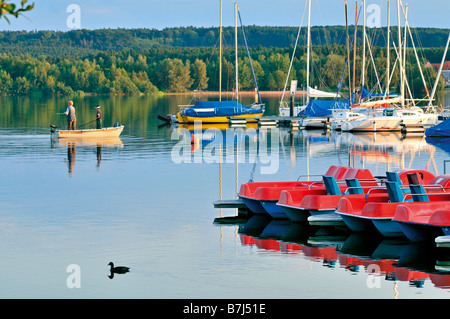 Fishing at the Small Brombach Lake in the bavarian holiday region Fränkisches Seenland in Germany Stock Photo