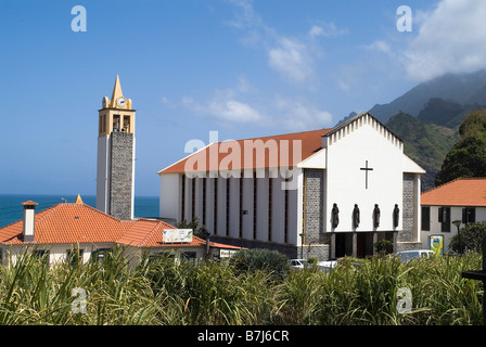 dh  PORTO DA CRUZ MADEIRA Village church and clock tower building architecture Stock Photo