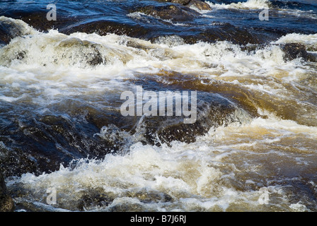 dh  WATER UK Fast flowing river water over rock in River Tummel splashing current Stock Photo