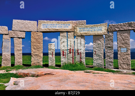 Stone Art in the sculpture park Parque Celta in A Coruna, Galicia, Spain Stock Photo