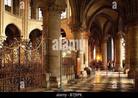 INTERIOR OF NOTRE DAME CATHEDRAL PARIS Stock Photo