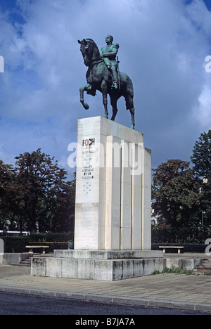 Paris, France, equestrian statue to Marshall Foch, in front of the Ecole Militaire. Stock Photo